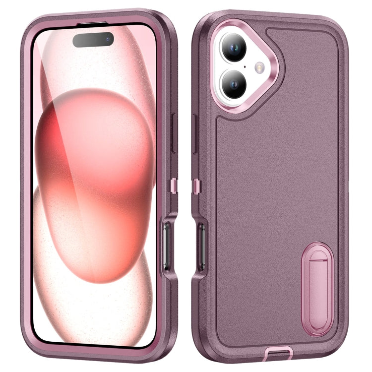 Rugged PC + Silicone Phone Case with Holder, For iPhone 16