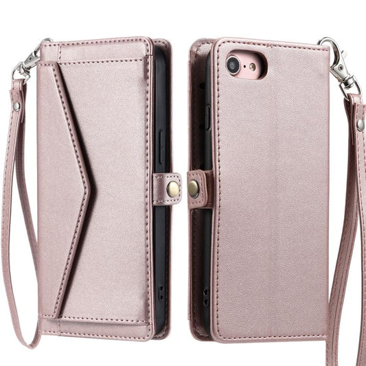 Wallet Multi-card Slot Leather Phone Case with Lanyard, For iPhone 16e, For iPhone 16 Pro Max, For iPhone 16 Pro, For iPhone 16 Plus, For iPhone 16, For iPhone 15 Pro Max, For iPhone 15 Pro, For iPhone 15 Plus, For iPhone 14 Plus