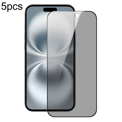 5pcs DUX DUCIS 0.33mm 9H High Aluminum Anti-spy HD Tempered Glass Film, For iPhone 16 Pro Max, For iPhone 16 Pro, For iPhone 16 Plus, For iPhone 16, iPhone 16e