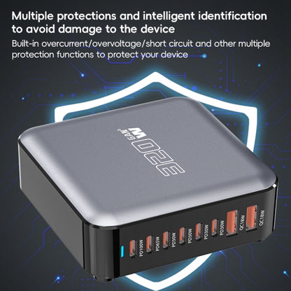 320W GaN 6 Type-C 2 USB Multi Ports Sharing Desktop Charger, US Plug, EU Plug, UK Plug, AU Plug
