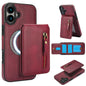 Zipper Wallet Split MagSafe Leather Back Phone Case, For iPhone 16e, For iPhone 16 Pro Max, For iPhone 16 Pro, For iPhone 16 Plus, For iPhone 16, For iPhone 15 Pro Max