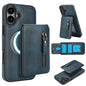 Zipper Wallet Split MagSafe Leather Back Phone Case, For iPhone 16e, For iPhone 16 Pro Max, For iPhone 16 Pro, For iPhone 16 Plus, For iPhone 16, For iPhone 15 Pro Max
