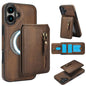 Zipper Wallet Split MagSafe Leather Back Phone Case, For iPhone 16e, For iPhone 16 Pro Max, For iPhone 16 Pro, For iPhone 16 Plus, For iPhone 16, For iPhone 15 Pro Max