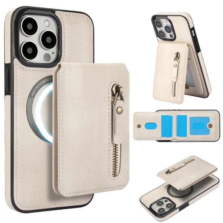 Zipper Wallet Split MagSafe Leather Back Phone Case, For iPhone 16e, For iPhone 16 Pro Max, For iPhone 16 Pro, For iPhone 16 Plus, For iPhone 16, For iPhone 15 Pro Max