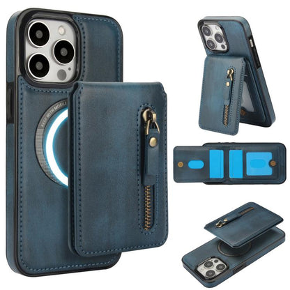 Zipper Wallet Split MagSafe Leather Back Phone Case, For iPhone 16e, For iPhone 16 Pro Max, For iPhone 16 Pro, For iPhone 16 Plus, For iPhone 16, For iPhone 15 Pro Max
