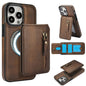 Zipper Wallet Split MagSafe Leather Back Phone Case, For iPhone 16e, For iPhone 16 Pro Max, For iPhone 16 Pro, For iPhone 16 Plus, For iPhone 16, For iPhone 15 Pro Max