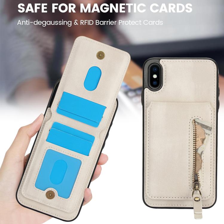 Zipper Wallet Split MagSafe Leather Back Phone Case, For iPhone X / XS, For iPhone XR, For iPhone XS Max, For iPhone 7 Plus / 8 Plus