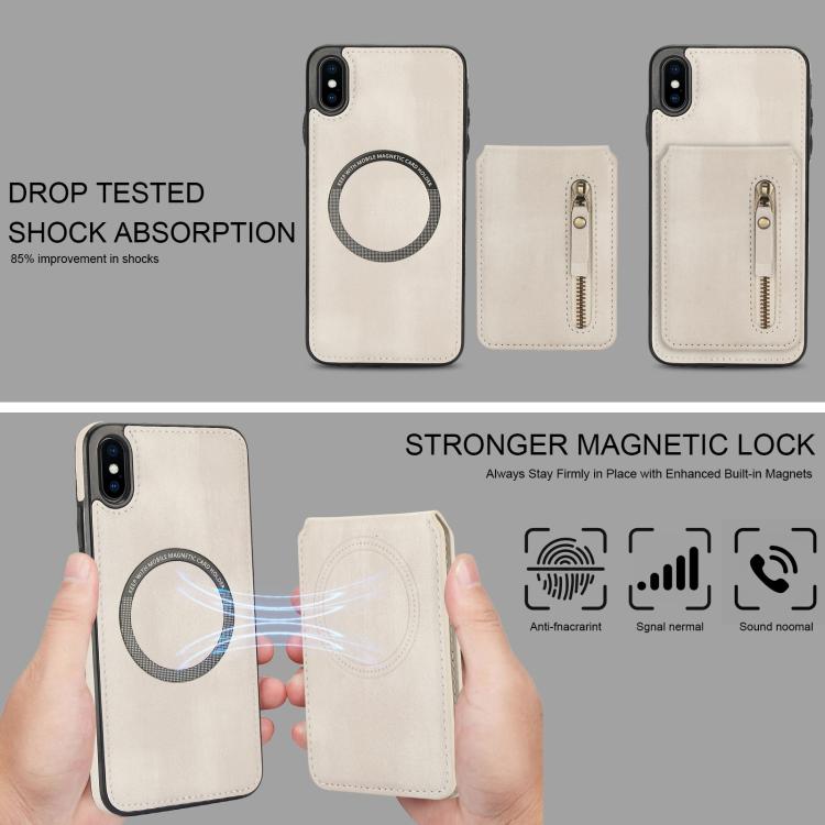 Zipper Wallet Split MagSafe Leather Back Phone Case, For iPhone X / XS, For iPhone XR, For iPhone XS Max, For iPhone 7 Plus / 8 Plus