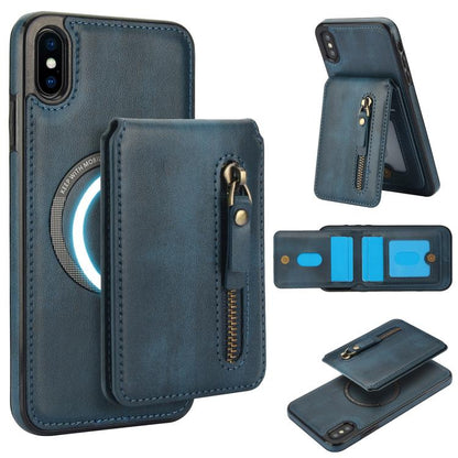 Zipper Wallet Split MagSafe Leather Back Phone Case, For iPhone X / XS, For iPhone XR, For iPhone XS Max, For iPhone 7 Plus / 8 Plus