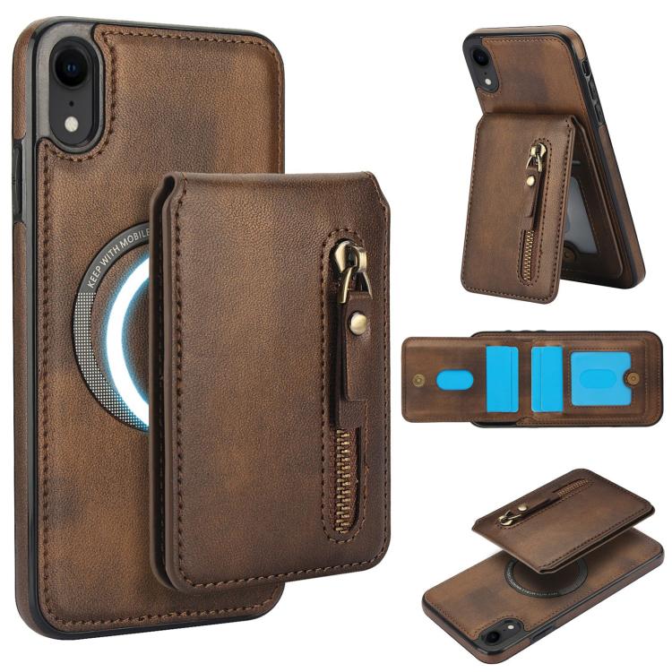 Zipper Wallet Split MagSafe Leather Back Phone Case, For iPhone X / XS, For iPhone XR, For iPhone XS Max, For iPhone 7 Plus / 8 Plus