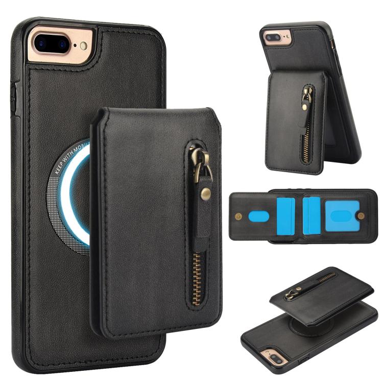 Zipper Wallet Split MagSafe Leather Back Phone Case, For iPhone X / XS, For iPhone XR, For iPhone XS Max, For iPhone 7 Plus / 8 Plus