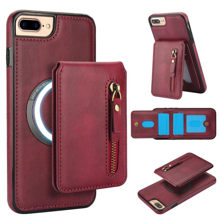 Zipper Wallet Split MagSafe Leather Back Phone Case, For iPhone X / XS, For iPhone XR, For iPhone XS Max, For iPhone 7 Plus / 8 Plus
