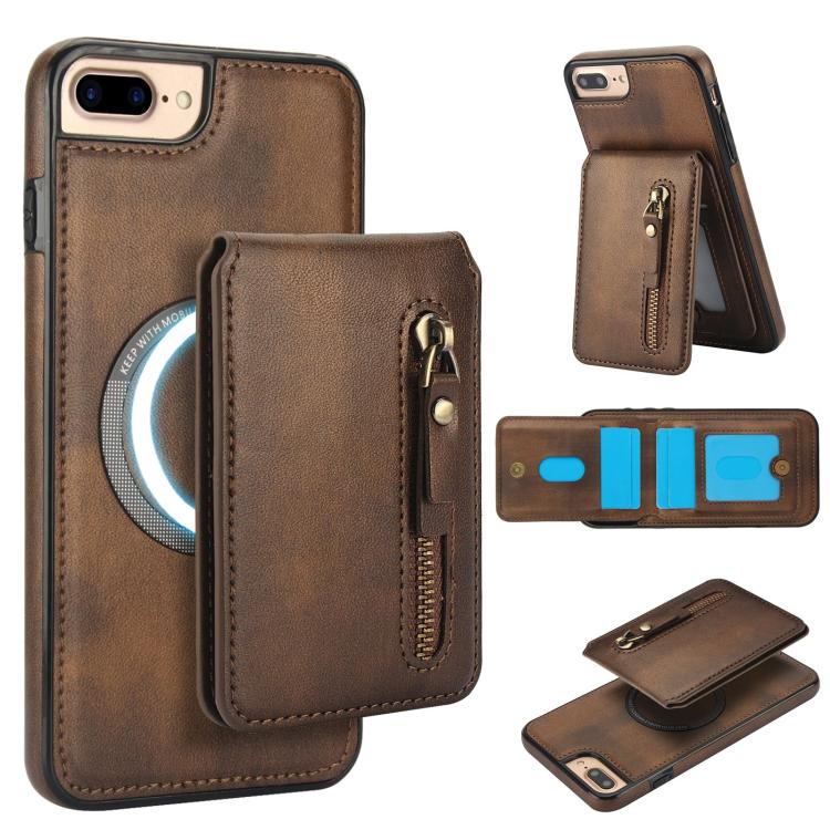 Zipper Wallet Split MagSafe Leather Back Phone Case, For iPhone X / XS, For iPhone XR, For iPhone XS Max, For iPhone 7 Plus / 8 Plus