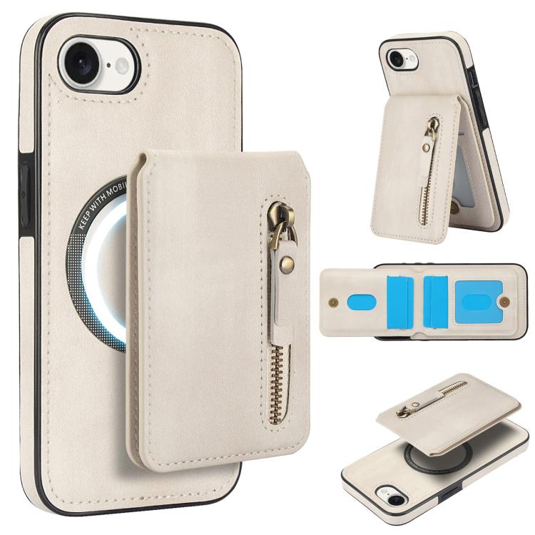 Zipper Wallet Split MagSafe Leather Back Phone Case, For iPhone 16e, For iPhone 16 Pro Max, For iPhone 16 Pro, For iPhone 16 Plus, For iPhone 16, For iPhone 15 Pro Max