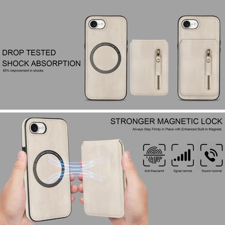 Zipper Wallet Split MagSafe Leather Back Phone Case, For iPhone 16e, For iPhone 16 Pro Max, For iPhone 16 Pro, For iPhone 16 Plus, For iPhone 16, For iPhone 15 Pro Max