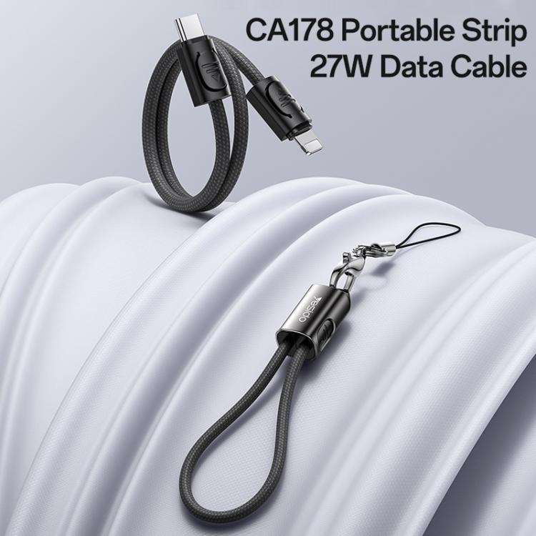 Yesido CA178 Portable Strip PD27W Type-C to 8 Pin Zinc Alloy Data Cable, Length: 20cm, Type-C to 8 Pin