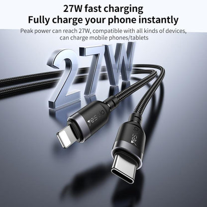 Yesido CA189 27W Type-C to 8 Pin Aluminum Alloy Data Cable, Length: 1.2m, 1.2m