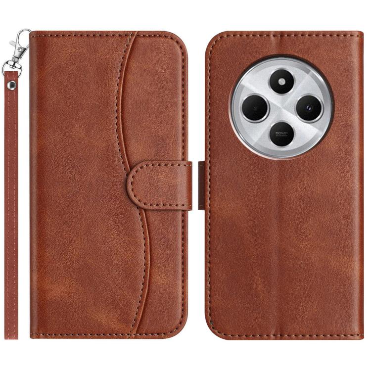 Dual-Folded S-shape Leather Phone Case, For Redmi Note 14 Pro 4G, For Redmi Note 14 4G 163.25mm, For Redmi Note 14 5G, For Redmi 14R 5G, For Redmi Note 14 Pro 5G, For Redmi 14C 4G, For Redmi A3 / Poco C61, For Redmi Note 13 Pro 5G