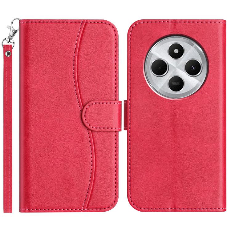 Dual-Folded S-shape Leather Phone Case, For Redmi Note 14 Pro 4G, For Redmi Note 14 4G 163.25mm, For Redmi Note 14 5G, For Redmi 14R 5G, For Redmi Note 14 Pro 5G, For Redmi 14C 4G, For Redmi A3 / Poco C61, For Redmi Note 13 Pro 5G