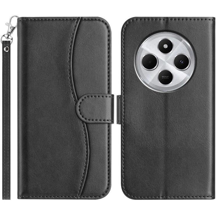 Dual-Folded S-shape Leather Phone Case, For Redmi Note 14 Pro 4G, For Redmi Note 14 4G 163.25mm, For Redmi Note 14 5G, For Redmi 14R 5G, For Redmi Note 14 Pro 5G, For Redmi 14C 4G, For Redmi A3 / Poco C61, For Redmi Note 13 Pro 5G
