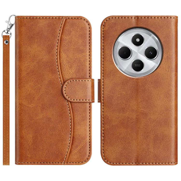 Dual-Folded S-shape Leather Phone Case, For Redmi Note 14 Pro 4G, For Redmi Note 14 4G 163.25mm, For Redmi Note 14 5G, For Redmi 14R 5G, For Redmi Note 14 Pro 5G, For Redmi 14C 4G, For Redmi A3 / Poco C61, For Redmi Note 13 Pro 5G