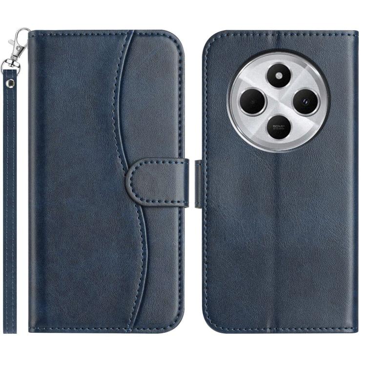 Dual-Folded S-shape Leather Phone Case, For Redmi Note 14 Pro 4G, For Redmi Note 14 4G 163.25mm, For Redmi Note 14 5G, For Redmi 14R 5G, For Redmi Note 14 Pro 5G, For Redmi 14C 4G, For Redmi A3 / Poco C61, For Redmi Note 13 Pro 5G