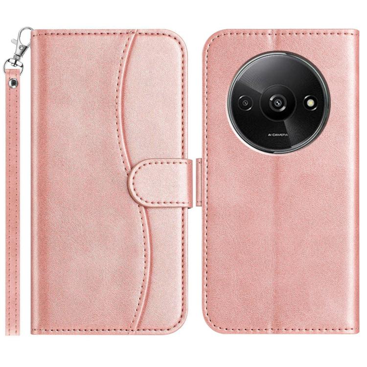 Dual-Folded S-shape Leather Phone Case, For Redmi Note 14 Pro 4G, For Redmi Note 14 4G 163.25mm, For Redmi Note 14 5G, For Redmi 14R 5G, For Redmi Note 14 Pro 5G, For Redmi 14C 4G, For Redmi A3 / Poco C61, For Redmi Note 13 Pro 5G