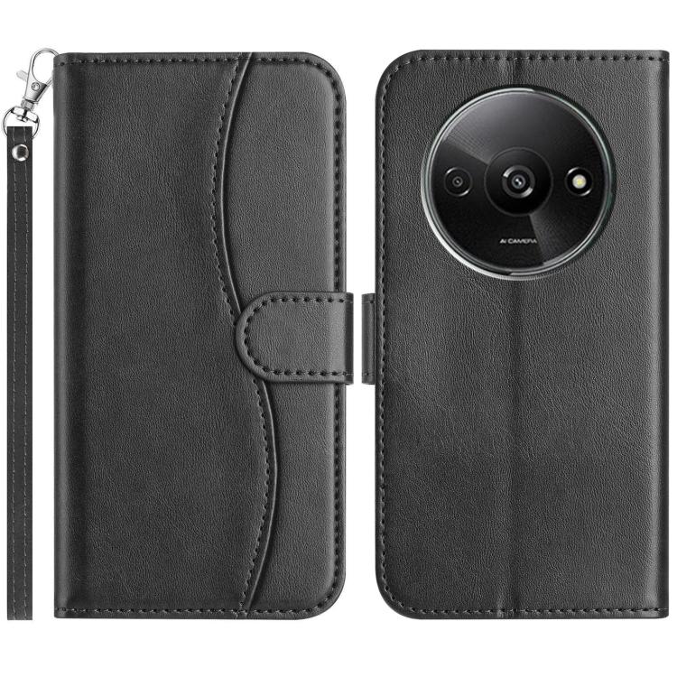 Dual-Folded S-shape Leather Phone Case, For Redmi Note 14 Pro 4G, For Redmi Note 14 4G 163.25mm, For Redmi Note 14 5G, For Redmi 14R 5G, For Redmi Note 14 Pro 5G, For Redmi 14C 4G, For Redmi A3 / Poco C61, For Redmi Note 13 Pro 5G