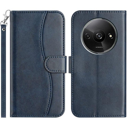 Dual-Folded S-shape Leather Phone Case, For Redmi Note 14 Pro 4G, For Redmi Note 14 4G 163.25mm, For Redmi Note 14 5G, For Redmi 14R 5G, For Redmi Note 14 Pro 5G, For Redmi 14C 4G, For Redmi A3 / Poco C61, For Redmi Note 13 Pro 5G