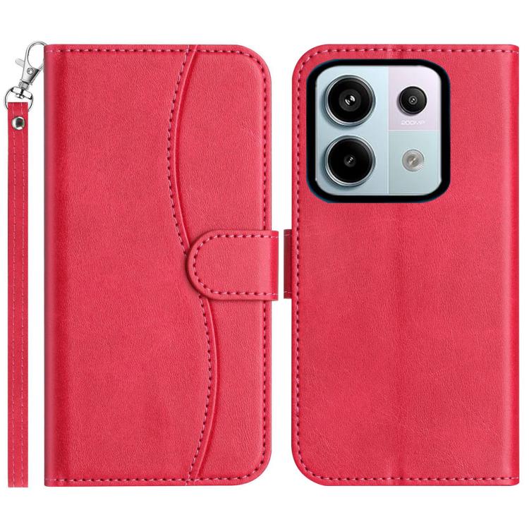 Dual-Folded S-shape Leather Phone Case, For Redmi Note 14 Pro 4G, For Redmi Note 14 4G 163.25mm, For Redmi Note 14 5G, For Redmi 14R 5G, For Redmi Note 14 Pro 5G, For Redmi 14C 4G, For Redmi A3 / Poco C61, For Redmi Note 13 Pro 5G