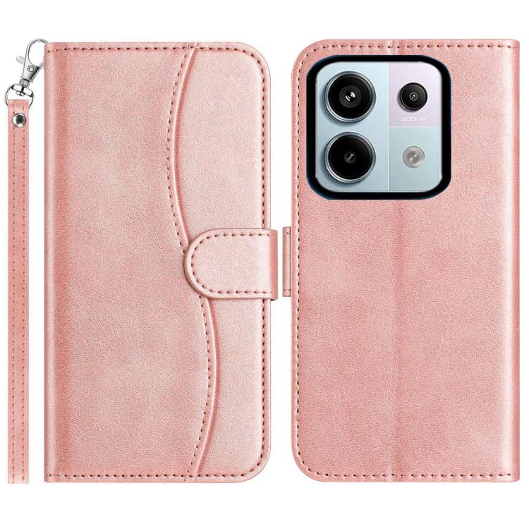 Dual-Folded S-shape Leather Phone Case, For Redmi Note 14 Pro 4G, For Redmi Note 14 4G 163.25mm, For Redmi Note 14 5G, For Redmi 14R 5G, For Redmi Note 14 Pro 5G, For Redmi 14C 4G, For Redmi A3 / Poco C61, For Redmi Note 13 Pro 5G