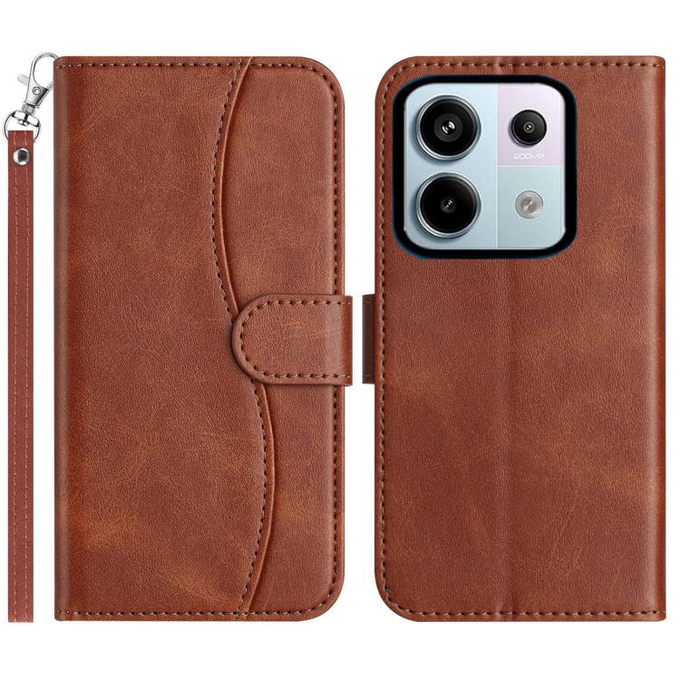 Dual-Folded S-shape Leather Phone Case, For Redmi Note 14 Pro 4G, For Redmi Note 14 4G 163.25mm, For Redmi Note 14 5G, For Redmi 14R 5G, For Redmi Note 14 Pro 5G, For Redmi 14C 4G, For Redmi A3 / Poco C61, For Redmi Note 13 Pro 5G