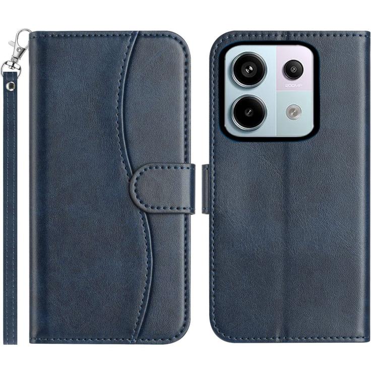 Dual-Folded S-shape Leather Phone Case, For Redmi Note 14 Pro 4G, For Redmi Note 14 4G 163.25mm, For Redmi Note 14 5G, For Redmi 14R 5G, For Redmi Note 14 Pro 5G, For Redmi 14C 4G, For Redmi A3 / Poco C61, For Redmi Note 13 Pro 5G