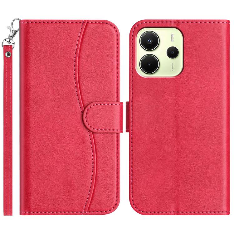 Dual-Folded S-shape Leather Phone Case, For Redmi Note 14 Pro 4G, For Redmi Note 14 4G 163.25mm, For Redmi Note 14 5G, For Redmi 14R 5G, For Redmi Note 14 Pro 5G, For Redmi 14C 4G, For Redmi A3 / Poco C61, For Redmi Note 13 Pro 5G