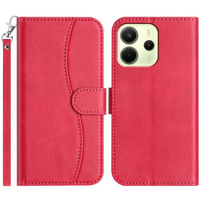 Dual-Folded S-shape Leather Phone Case, For Redmi Note 14 Pro 4G, For Redmi Note 14 4G 163.25mm, For Redmi Note 14 5G, For Redmi 14R 5G, For Redmi Note 14 Pro 5G, For Redmi 14C 4G, For Redmi A3 / Poco C61, For Redmi Note 13 Pro 5G