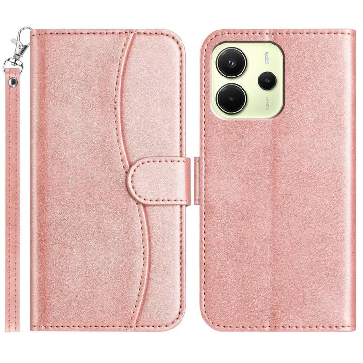 Dual-Folded S-shape Leather Phone Case, For Redmi Note 14 Pro 4G, For Redmi Note 14 4G 163.25mm, For Redmi Note 14 5G, For Redmi 14R 5G, For Redmi Note 14 Pro 5G, For Redmi 14C 4G, For Redmi A3 / Poco C61, For Redmi Note 13 Pro 5G