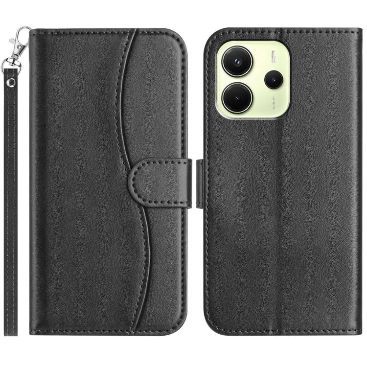 Dual-Folded S-shape Leather Phone Case, For Redmi Note 14 Pro 4G, For Redmi Note 14 4G 163.25mm, For Redmi Note 14 5G, For Redmi 14R 5G, For Redmi Note 14 Pro 5G, For Redmi 14C 4G, For Redmi A3 / Poco C61, For Redmi Note 13 Pro 5G