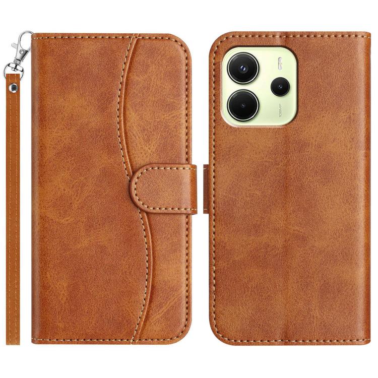 Dual-Folded S-shape Leather Phone Case, For Redmi Note 14 Pro 4G, For Redmi Note 14 4G 163.25mm, For Redmi Note 14 5G, For Redmi 14R 5G, For Redmi Note 14 Pro 5G, For Redmi 14C 4G, For Redmi A3 / Poco C61, For Redmi Note 13 Pro 5G