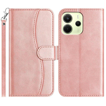 Dual-Folded S-shape Leather Phone Case, For Redmi Note 14 Pro 4G, For Redmi Note 14 4G 163.25mm, For Redmi Note 14 5G, For Redmi 14R 5G, For Redmi Note 14 Pro 5G, For Redmi 14C 4G, For Redmi A3 / Poco C61, For Redmi Note 13 Pro 5G