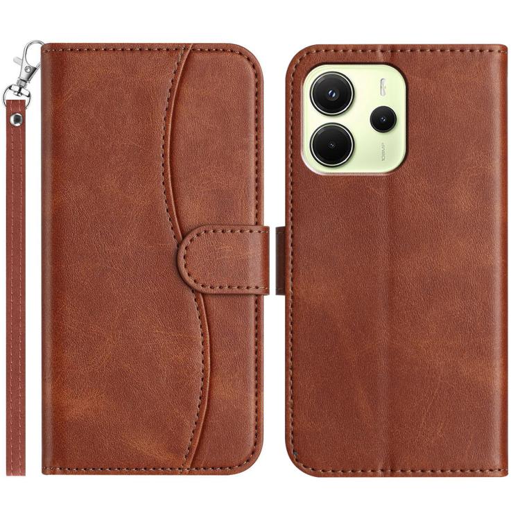 Dual-Folded S-shape Leather Phone Case, For Redmi Note 14 Pro 4G, For Redmi Note 14 4G 163.25mm, For Redmi Note 14 5G, For Redmi 14R 5G, For Redmi Note 14 Pro 5G, For Redmi 14C 4G, For Redmi A3 / Poco C61, For Redmi Note 13 Pro 5G
