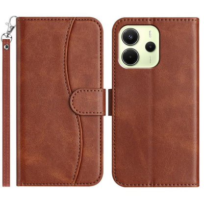 Dual-Folded S-shape Leather Phone Case, For Redmi Note 14 Pro 4G, For Redmi Note 14 4G 163.25mm, For Redmi Note 14 5G, For Redmi 14R 5G, For Redmi Note 14 Pro 5G, For Redmi 14C 4G, For Redmi A3 / Poco C61, For Redmi Note 13 Pro 5G