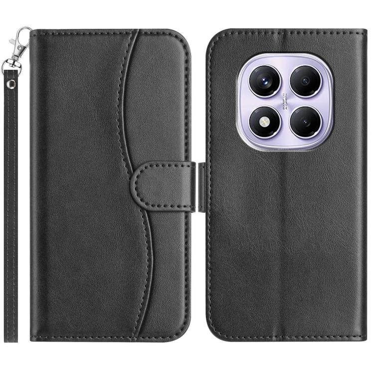 Dual-Folded S-shape Leather Phone Case, For Redmi Note 14 Pro 4G, For Redmi Note 14 4G 163.25mm, For Redmi Note 14 5G, For Redmi 14R 5G, For Redmi Note 14 Pro 5G, For Redmi 14C 4G, For Redmi A3 / Poco C61, For Redmi Note 13 Pro 5G