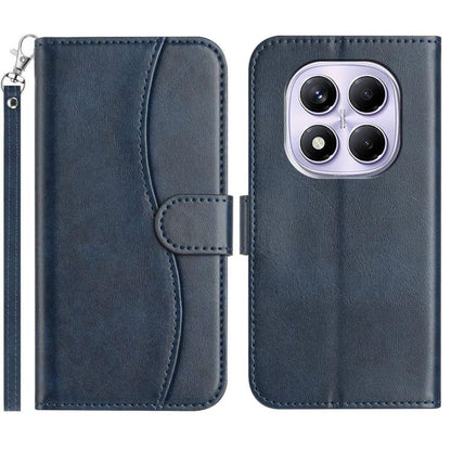 Dual-Folded S-shape Leather Phone Case, For Redmi Note 14 Pro 4G, For Redmi Note 14 4G 163.25mm, For Redmi Note 14 5G, For Redmi 14R 5G, For Redmi Note 14 Pro 5G, For Redmi 14C 4G, For Redmi A3 / Poco C61, For Redmi Note 13 Pro 5G