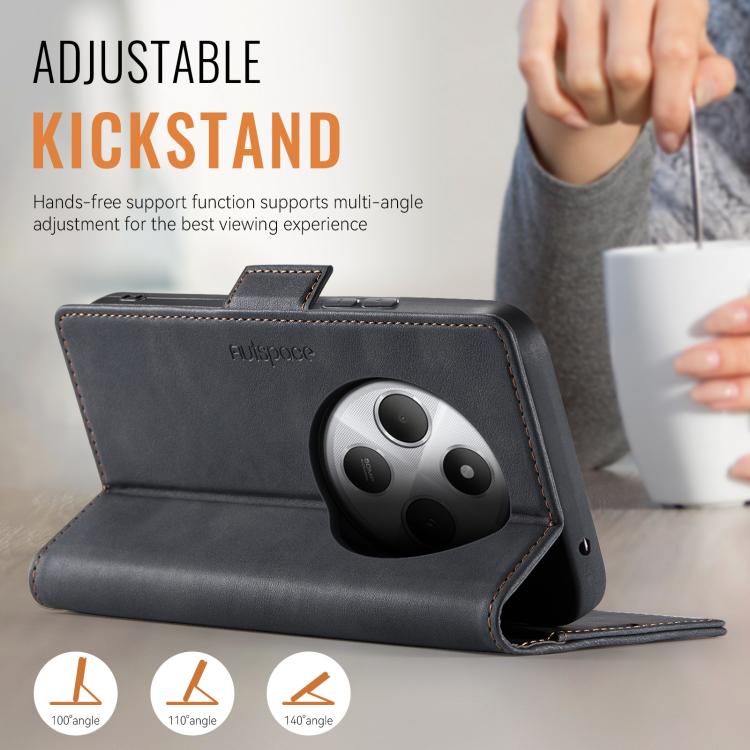 AutSpace A11 Side Buckle MagSafe Magnetic RFID Phone Leather Case, For Redmi 14C 5G, For Redmi Note 14 Pro 5G, For Redmi Note 13 Pro 5G, For Redmi 13C, For Redmi Note 13 5G, For Redmi Note 13 Pro+ 5G, For Redmi 11A / 12C