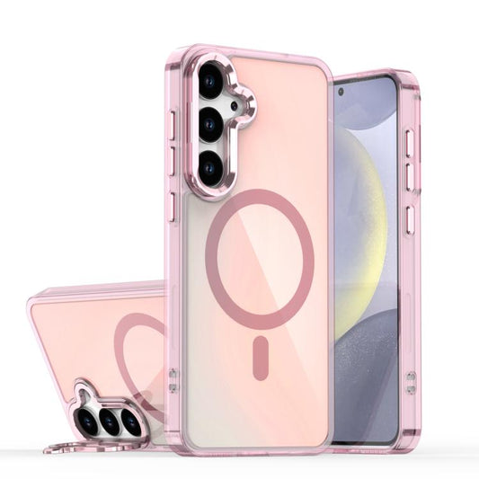 Plating Gradient Discolor MagSafe Phone Case with Holder, For Samsung Galaxy S23+ 5G, For Samsung Galaxy S23 5G