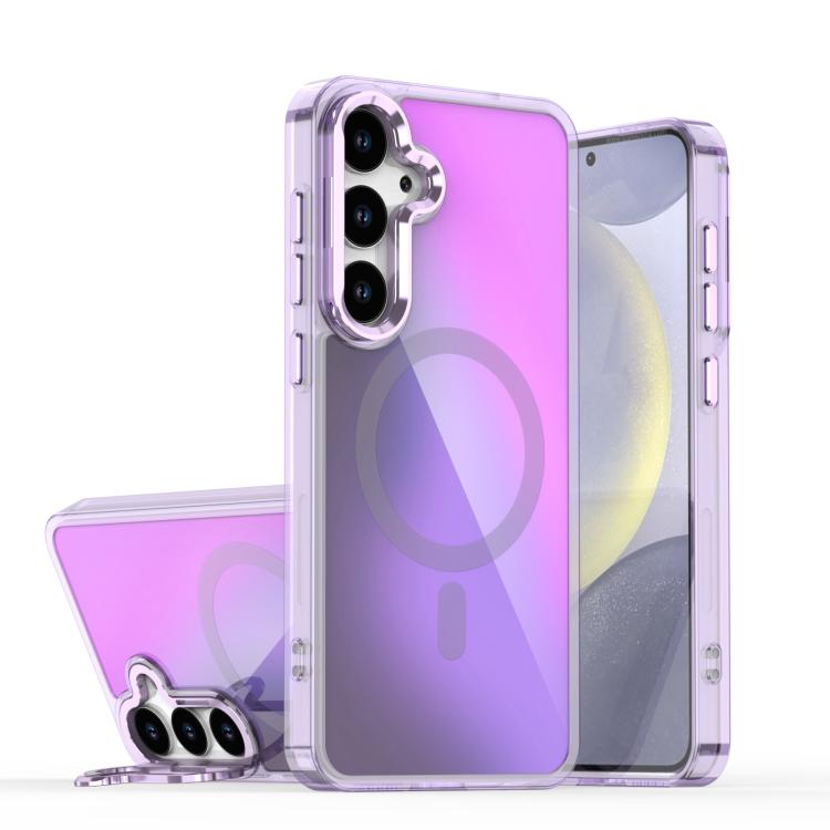 Plating Gradient Discolor MagSafe Phone Case with Holder, For Samsung Galaxy S23+ 5G, For Samsung Galaxy S23 5G