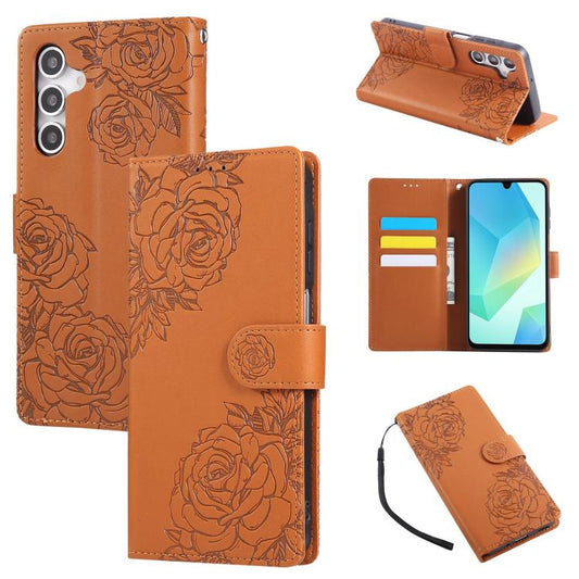 Rose Flower Embossed 3-Card Slots Leather Phone Case, For Samsung Galaxy A55 5G, For Samsung Galaxy A05, For Samsung Galaxy A05s, For Samsung Galaxy A25 5G, For Samsung Galaxy A23 4G / 5G, For Samsung Galaxy A14 4G / 5G, For Samsung Galaxy A24 5G������...