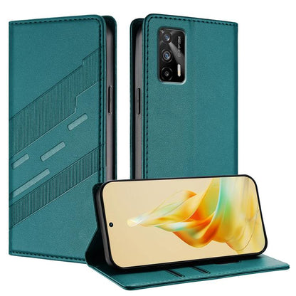 Embossed Multi-functional Wallet Retro Leather Phone Case, For Realme V11 5G, For Realme GT 5G, For Realme C20