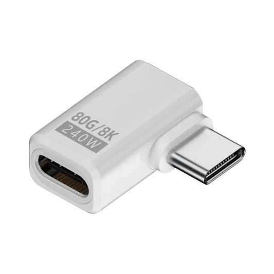240W 80Gbps USB4 2.0 Type-C Full Function Adapter, Side Bend, 3D Bend, Female to Female, Straight Head, Mid Bend