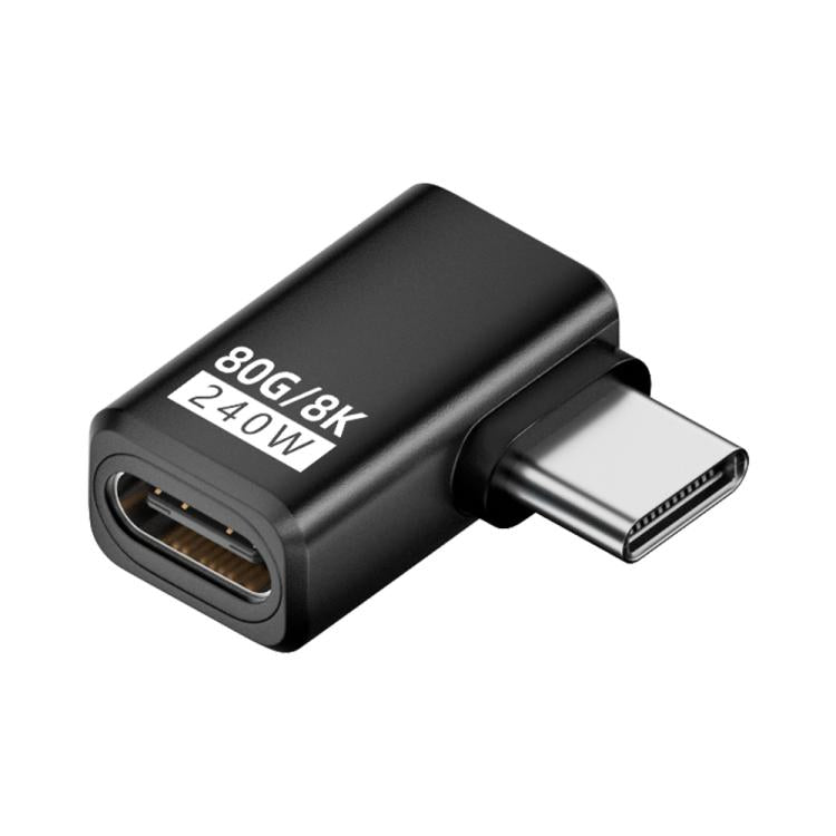 240W 80Gbps USB4 2.0 Type-C Full Function Adapter, Side Bend, 3D Bend, Female to Female, Straight Head, Mid Bend